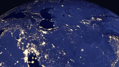 Cinematic Zoom From Space to Tehran Iran at Night With City Labels Stock Footage 331835564