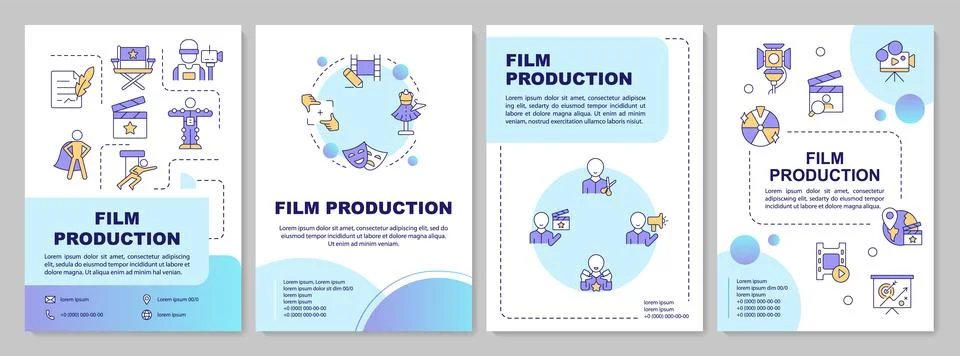 Cinematography blue gradient brochure template Stock Illustration