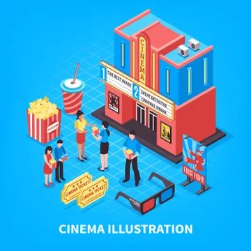 Cinematography Isometric Design Concept 스톡 일러스트