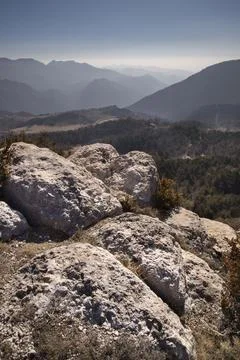 Cingles de Vallcebre cliffs landscape in Catalonia Stock Photos