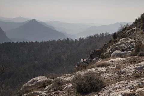 Cingles de Vallcebre cliffs landscape in Catalonia Stock Photos