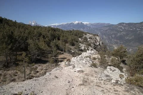 Cingles de Vallcebre cliffs landscape in Catalonia Stock Photos