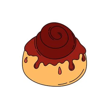 Cinnabon doodle Vector color illustration isolated on white Stock Illustration