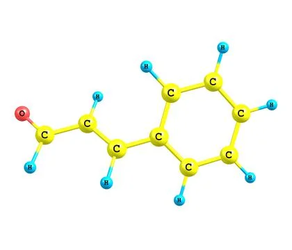 Cinnamaldehyde molecule isolated on white Stock Illustration