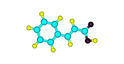 Cinnamic acid molecular structure isolated on white Stock Illustration