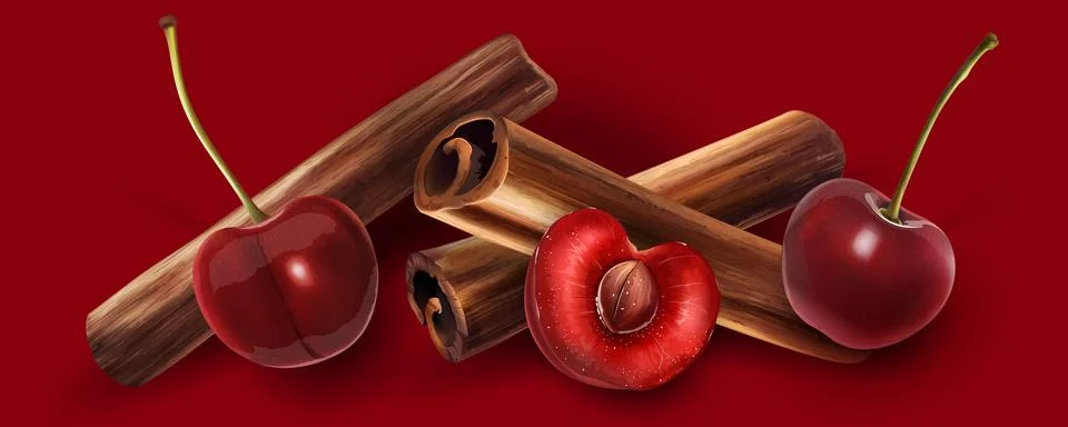 Cinnamon and cherry Stock Illustration