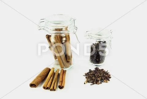 Cinnamon and clove. Stock Photos