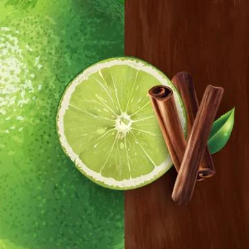 Cinnamon and lime Stock Illustration