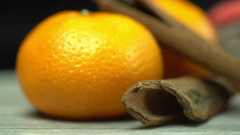 Cinnamon and mandarin oranges Stock Footage 70511035