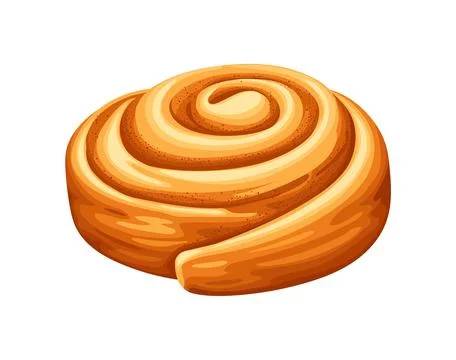 Cinnamon bun or Danish roll swirl, bakery pastry Illustrazione stock