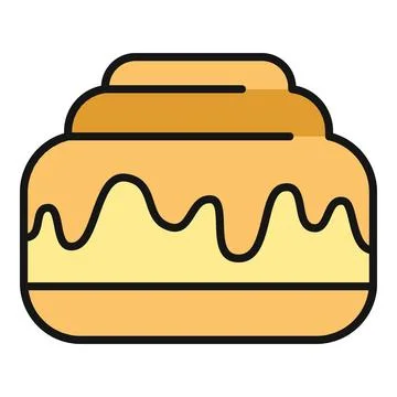 Cinnamon bun with sweet icing for breakfast Stock Illustration