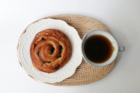 Cinnamon Bun on white background Stock Photos