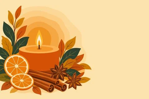 Cinnamon Candle Wellness Banner 스톡 일러스트