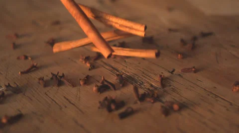 Cinnamon falling on table Stock Footage 32880201