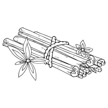 Cinnamon icon. Vector illustration of cinnamon sticks. Hand drawn sticks and  Stock Illustration