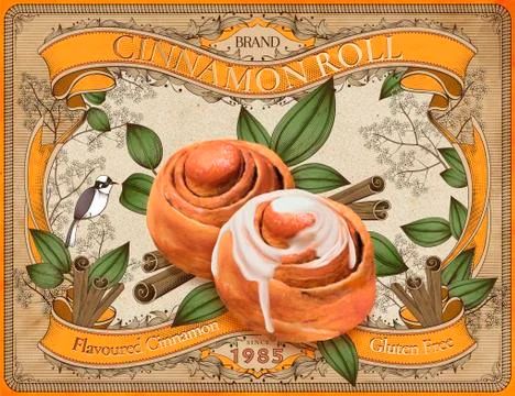 Cinnamon roll ads Stock Illustration
