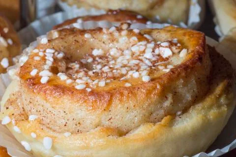 Cinnamon Roll Close Up Stock Photos