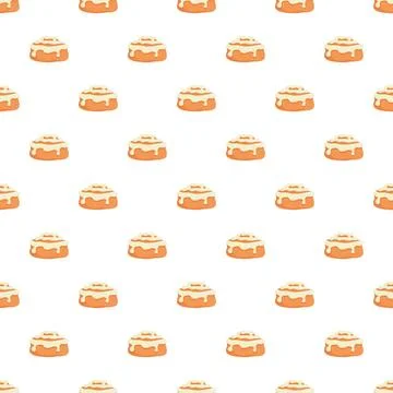 Cinnamon roll dessert pattern repeating sweet pastry food background Stock Illustration