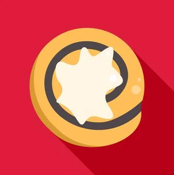 Cinnamon roll with icing top view flat icon Stock Illustration