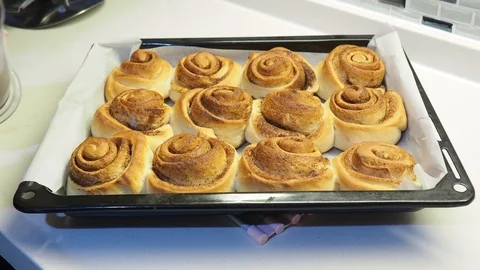 Cinnamon roll production Stock Footage 113934570