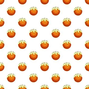 Cinnamon roll seamless pattern with cream icing Stock Illustration