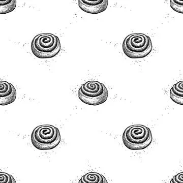 Cinnamon roll seamless pattern. Stock Illustration