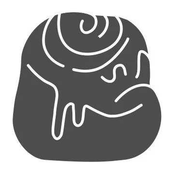 Cinnamon roll solid icon, bakery concept, sweet bun sign on white background 스톡 일러스트