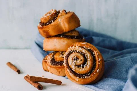 Cinnamon roll tower Stock Photos