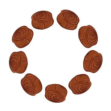Cinnamon roll wreath in flat style. Perfect for bakery branding card, delivery Stock Illustration