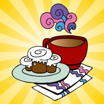 Cinnamon rolls and coffee Stock Illustration