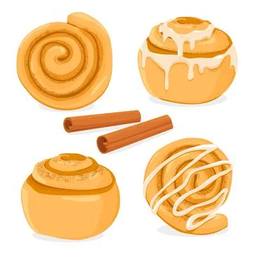 Cinnamon rolls. Bakery products. Vector illustration Stock Illustration