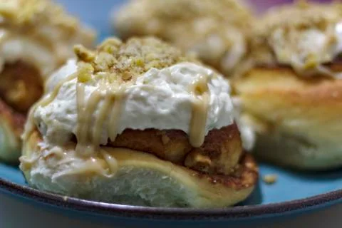 Cinnamon Rolls with Icing Stock Photos