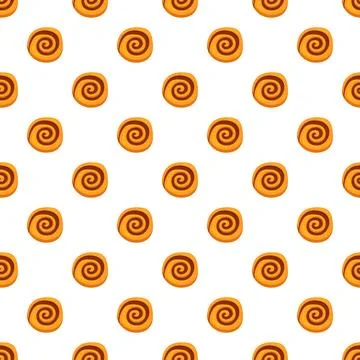 Cinnamon rolls seamless pattern baking sweet food Stock Illustration