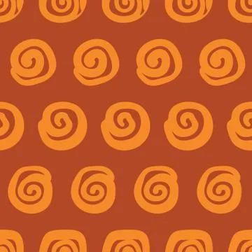 Cinnamon rolls seamless vector polka dots pattern Stock Illustration
