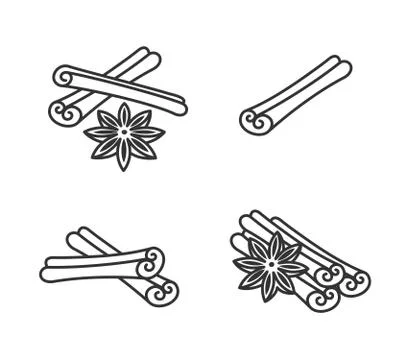 Cinnamon set. Collection icon cinnamon. Vector Illustrazione stock