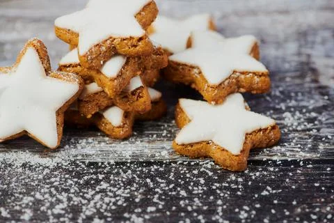 Cinnamon stars stack Stock Photos