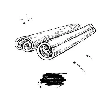 Cinnamon stick vector drawing. Hand drawn sketch. Seasonal food Stock Illustration