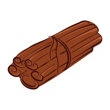 Cinnamon sticks bundle tied with string in flat style. Ideal for spice packaging Stock Illustration