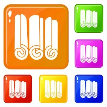 Cinnamon sticks icons set vector color Stock-Illustration