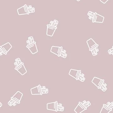 Cinnamon sticks line vector seamless pattern Stock Illustration