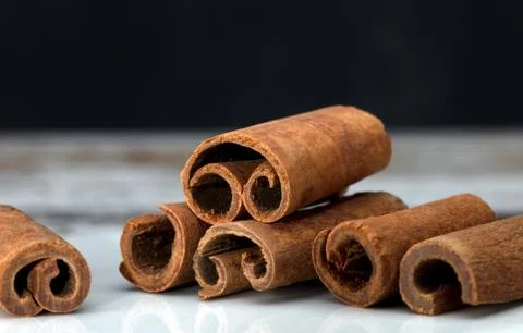 Cinnamon sticks macro Stock Photos