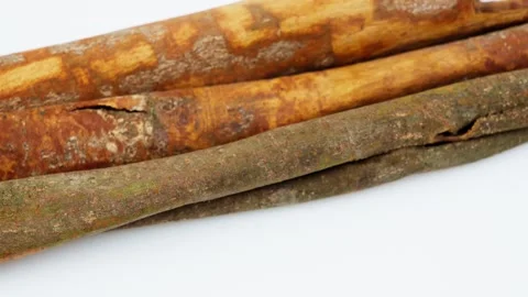 Cinnamon Sticks Rotating on White Background Isolated Stock Footage 325348761