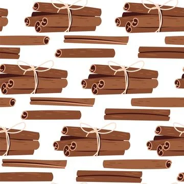 Cinnamon Sticks Seamless Pattern Flat Vector. Spice Texture for Cafe Branding Illustrazione stock