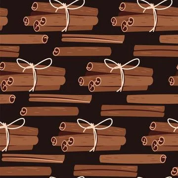 Cinnamon Sticks Seamless Pattern Flat Vector. Spice Texture for Cafe Branding Illustrazione stock