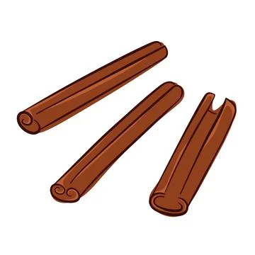 Cinnamon sticks set in flat style isolated on a white background. Stock Illustration