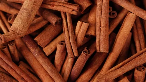 Cinnamon sticks as texture, background, turning Stock Footage 137830235