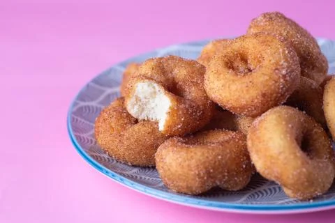 Cinnamon Sugar Mini Donuts Stock Photos