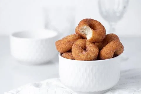 Cinnamon sugar mini donuts Stock Photos