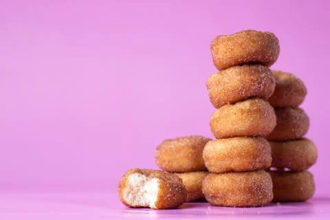 Cinnamon Sugar Mini Donuts in a stack Stock Photos