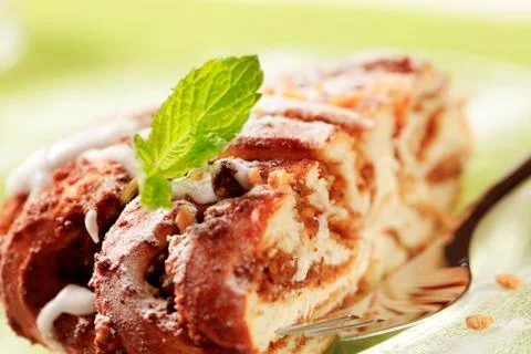 Cinnamon-walnut roll Stock Photos